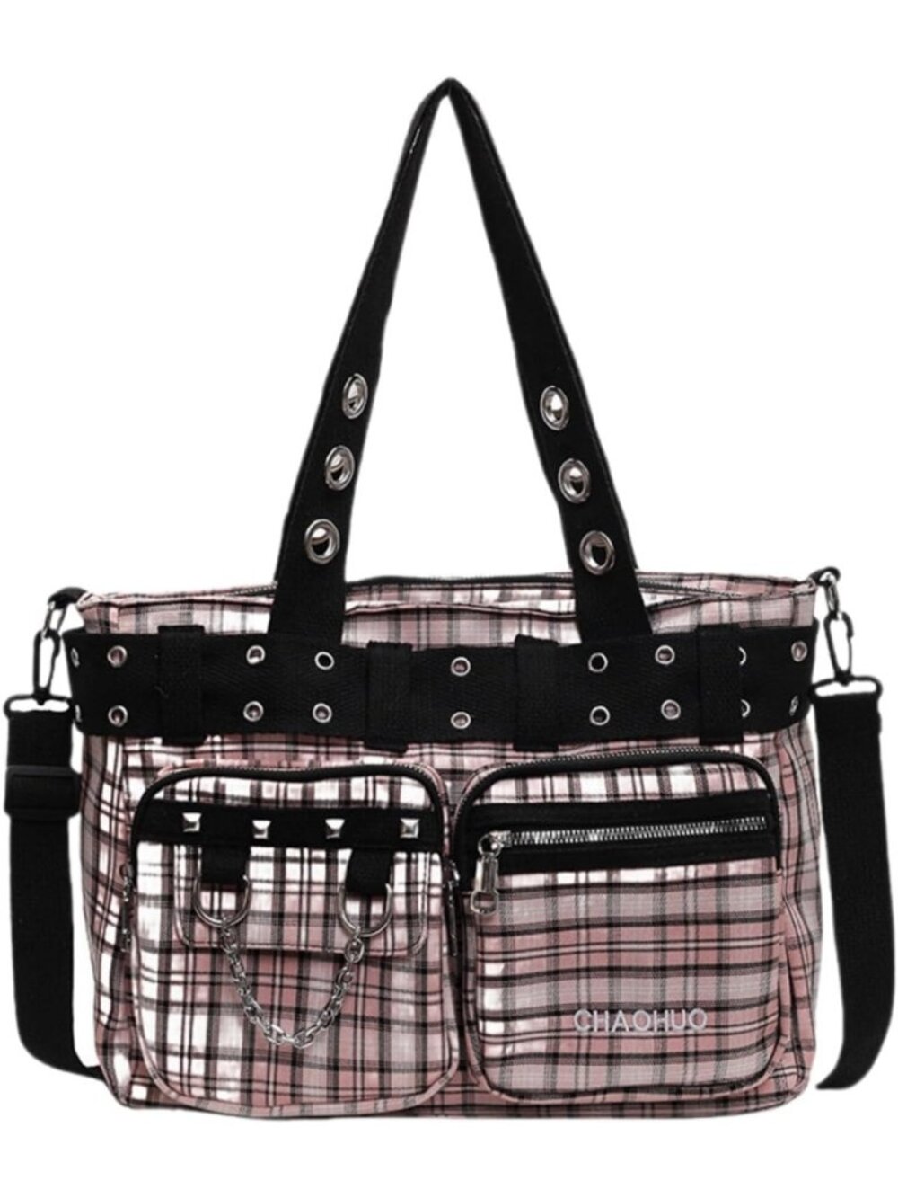 Gothic Crossbody Tote Bag - Y2K Punk Grunge Canvas Purse for Work & Travel